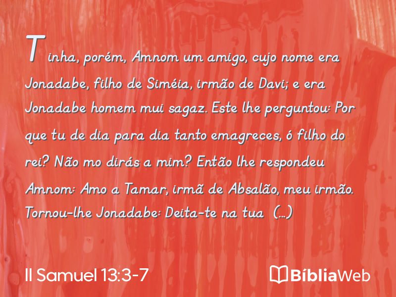 II Samuel 13:3-7 em imagem para compartilhar
