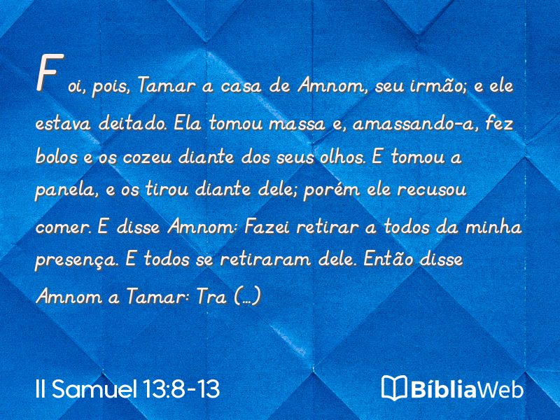 II Samuel 13:8-13 em imagem para compartilhar