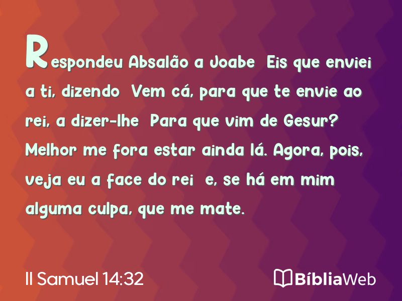 II Samuel 14:32 em imagem para compartilhar