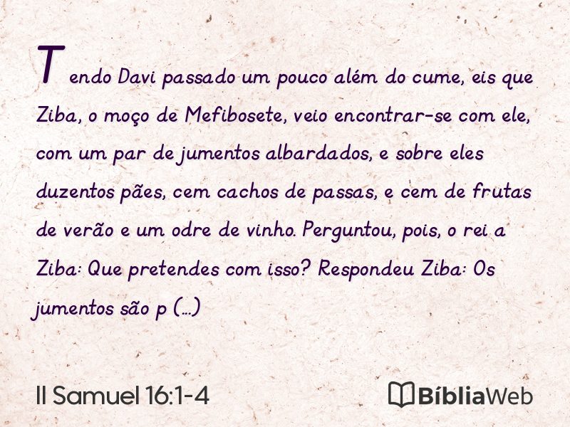 II Samuel 16:1-4 em imagem para compartilhar