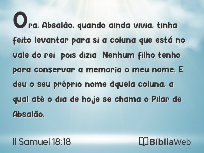 II Samuel 18:18 em imagem para compartilhar