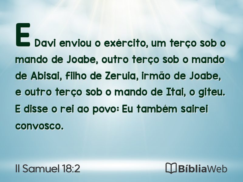 II Samuel 18:2 em imagem para compartilhar