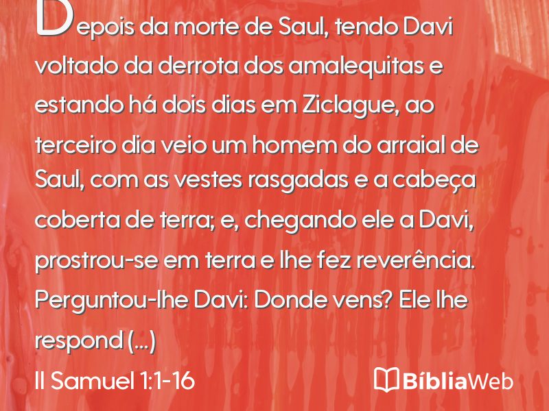 II Samuel 1:1-16 em imagem para compartilhar