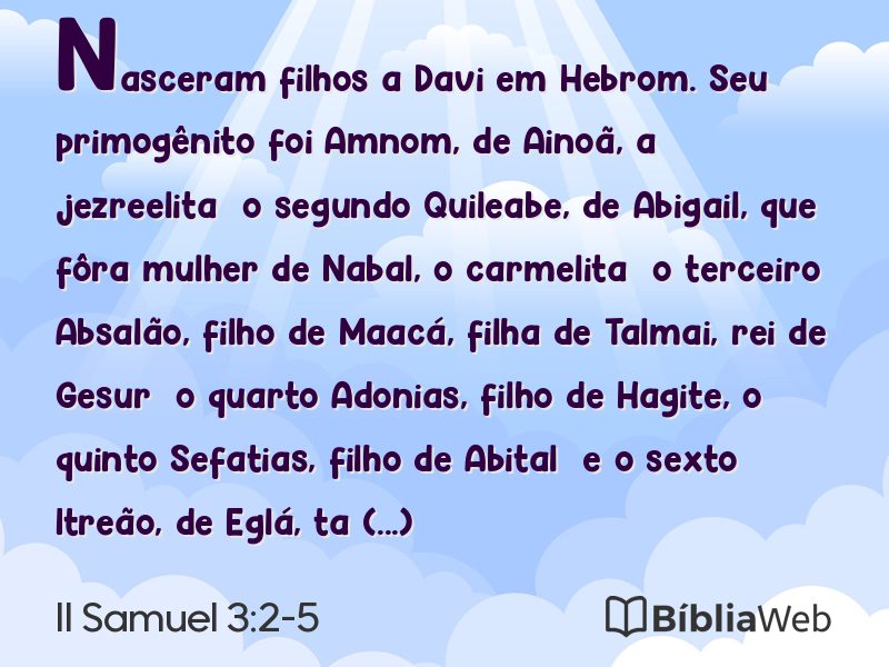 II Samuel 3:2-5 em imagem para compartilhar