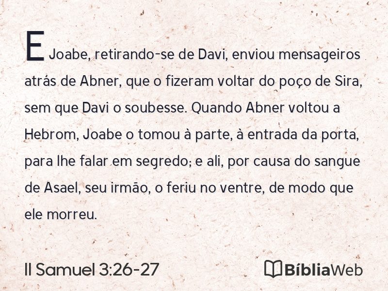II Samuel 3:26-27 em imagem para compartilhar