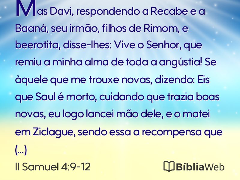 II Samuel 4:9-12 em imagem para compartilhar