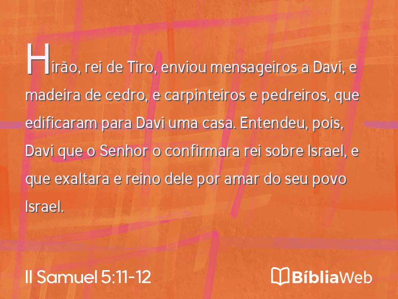 II Samuel 5:11-12 em imagem para compartilhar