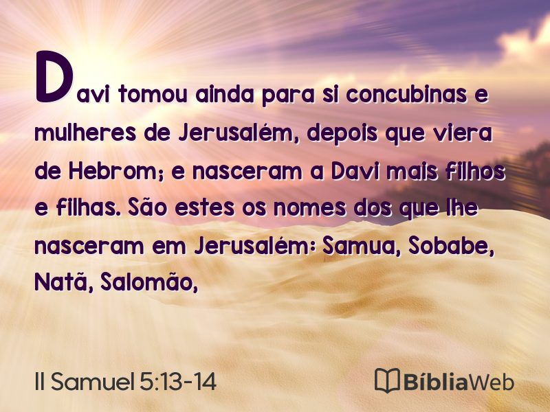 II Samuel 5:13-14 em imagem para compartilhar