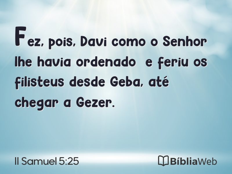 II Samuel 5:25 em imagem para compartilhar