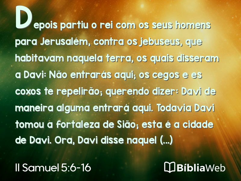 II Samuel 5:6-16 em imagem para compartilhar