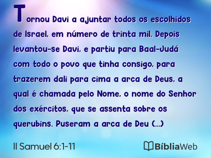 II Samuel 6:1-11 em imagem para compartilhar