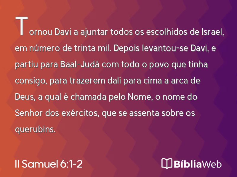 II Samuel 6:1-2 em imagem para compartilhar