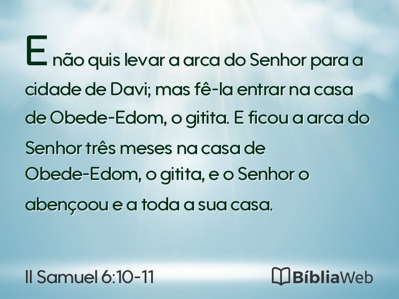 II Samuel 6:10-11 em imagem para compartilhar
