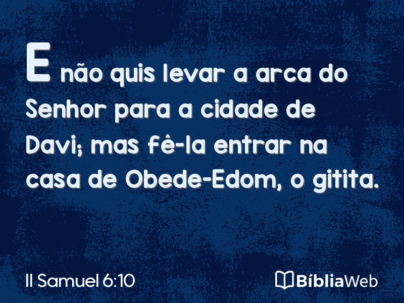 II Samuel 6:10 em imagem para compartilhar