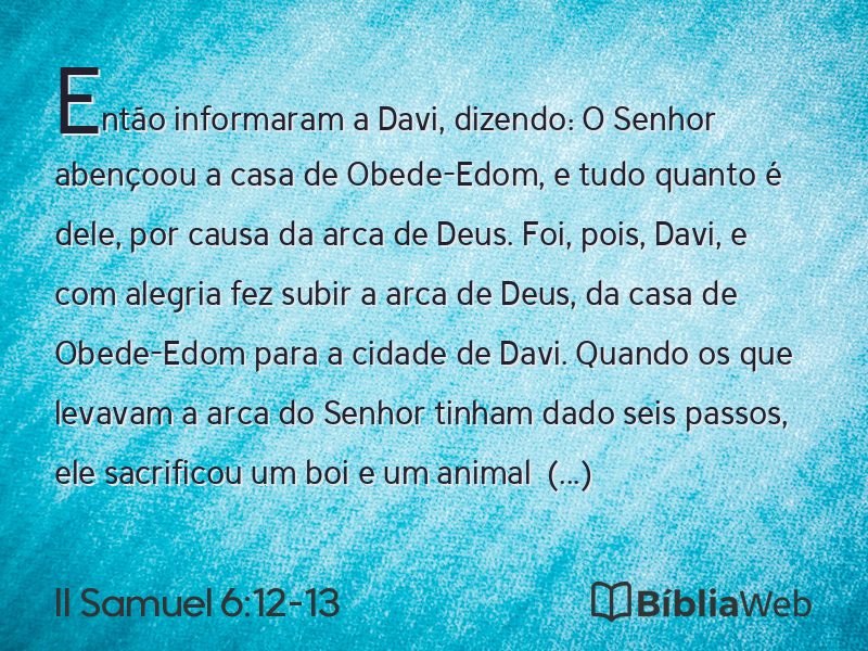 II Samuel 6:12-13 em imagem para compartilhar
