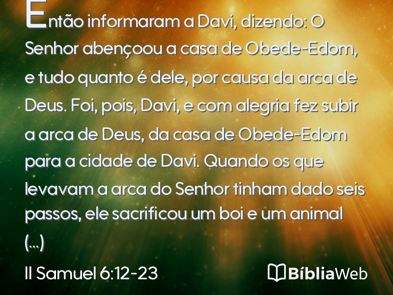 II Samuel 6:12-23 em imagem para compartilhar