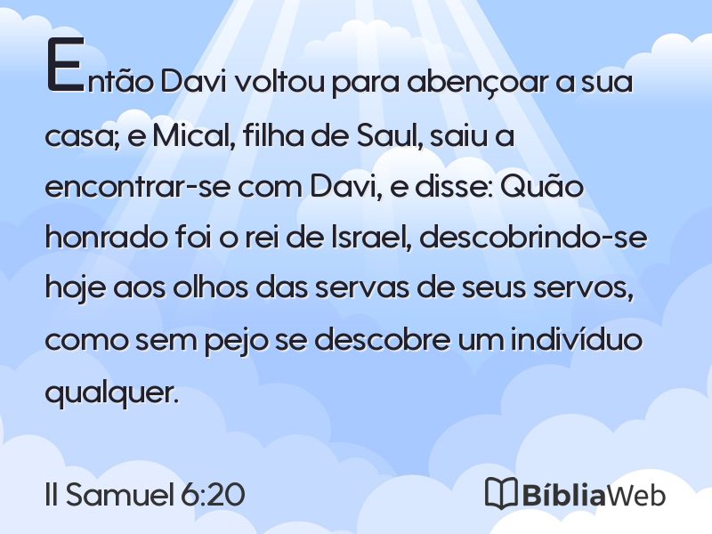II Samuel 6:20 em imagem para compartilhar