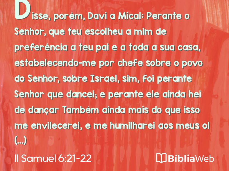 II Samuel 6:21-22 em imagem para compartilhar