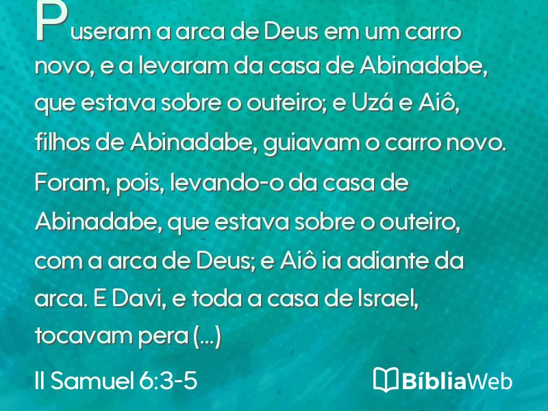II Samuel 6:3-5 em imagem para compartilhar