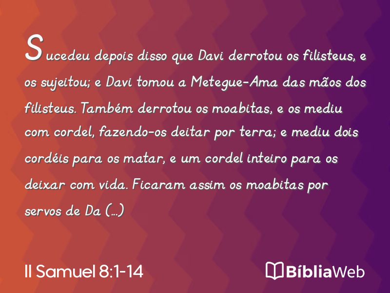 II Samuel 8:1-14 em imagem para compartilhar