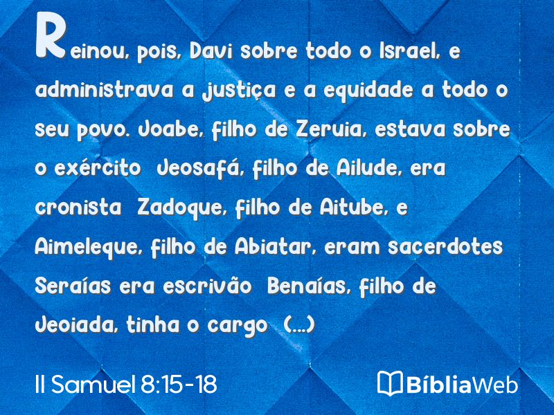II Samuel 8:15-18 em imagem para compartilhar