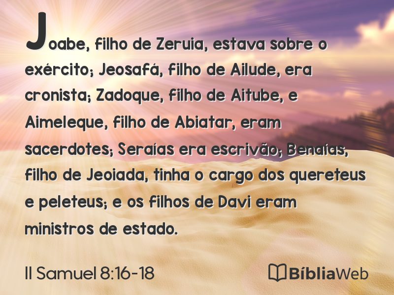 II Samuel 8:16-18 em imagem para compartilhar