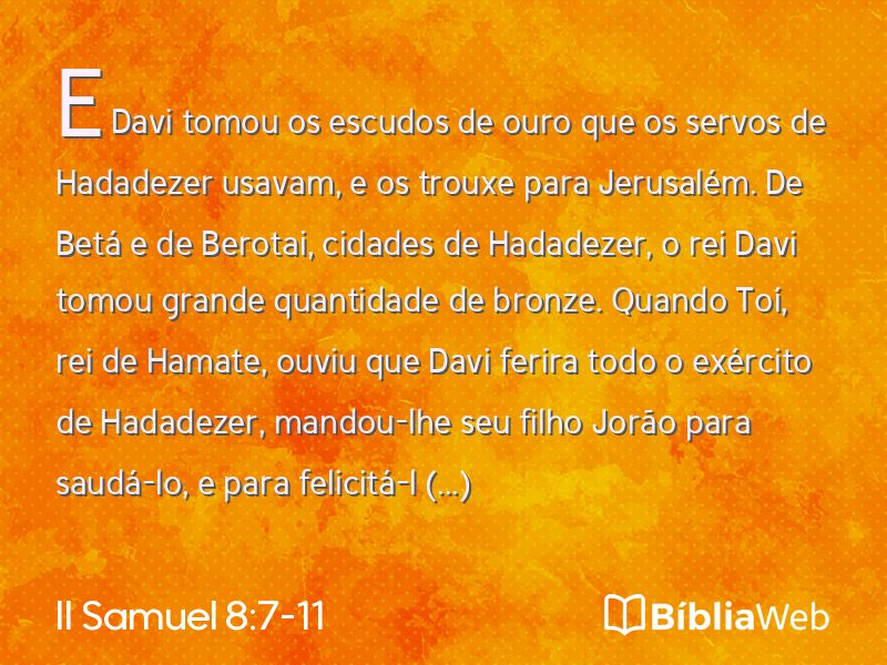II Samuel 8:7-11 em imagem para compartilhar