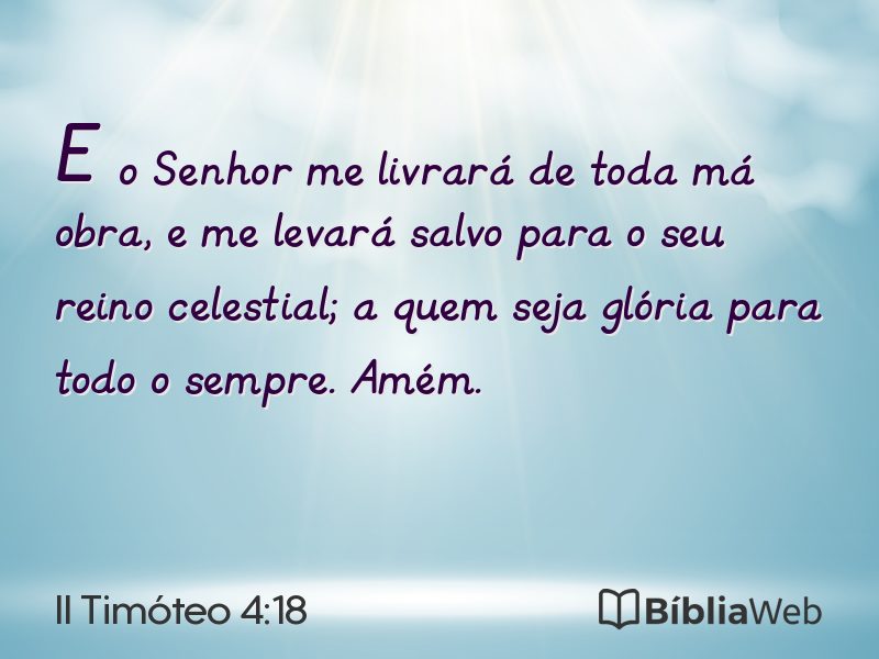 II Timóteo 4:18 em imagem para compartilhar