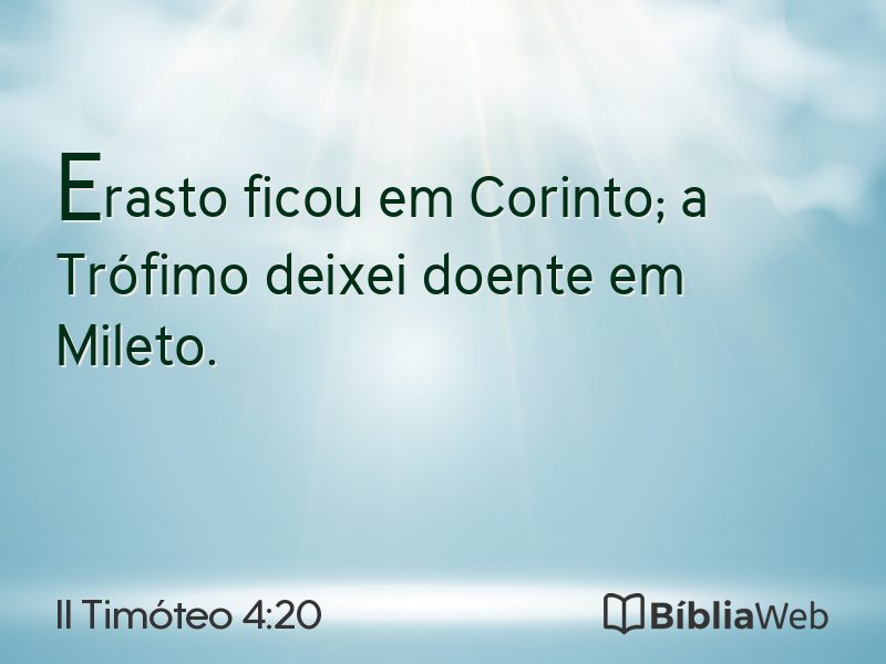 II Timóteo 4:20 em imagem para compartilhar