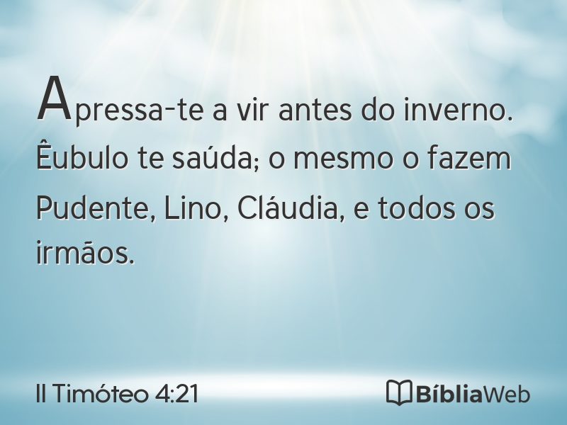 II Timóteo 4:21 em imagem para compartilhar
