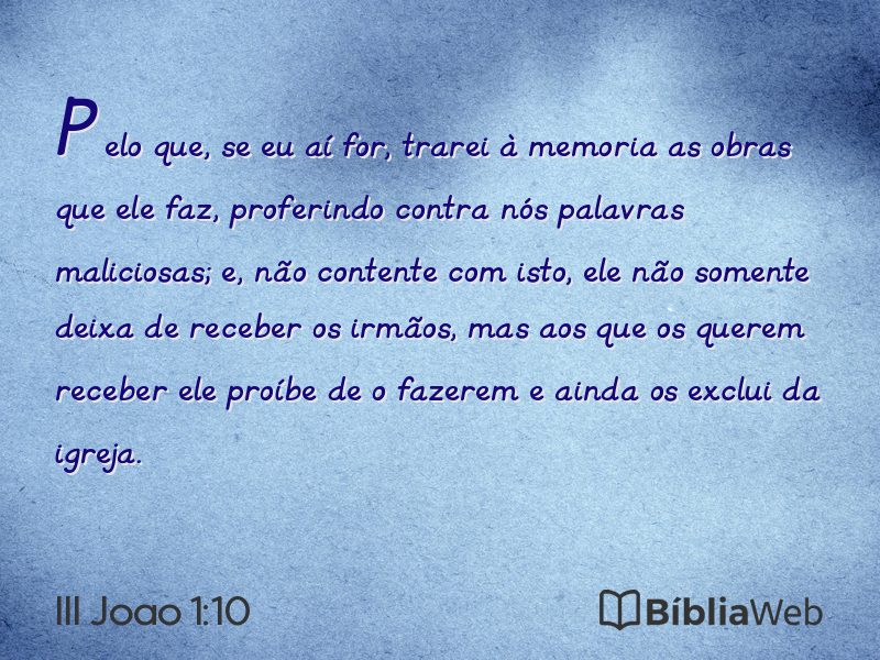 III Joao 1:10 em imagem para compartilhar