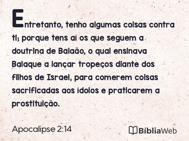 Apocalipse 2:14 em imagem para compartilhar