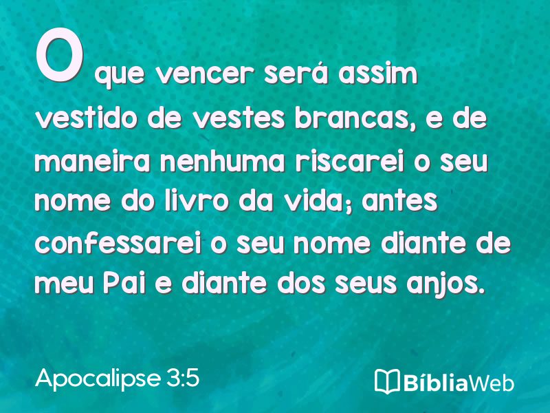 Apocalipse 3:5 em imagem para compartilhar
