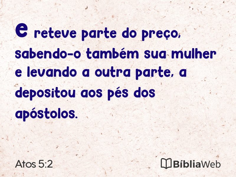 Atos 5:2 em imagem para compartilhar