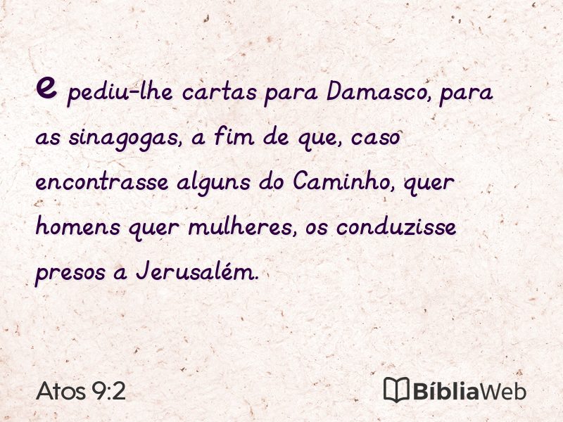 Atos 9:2 em imagem para compartilhar