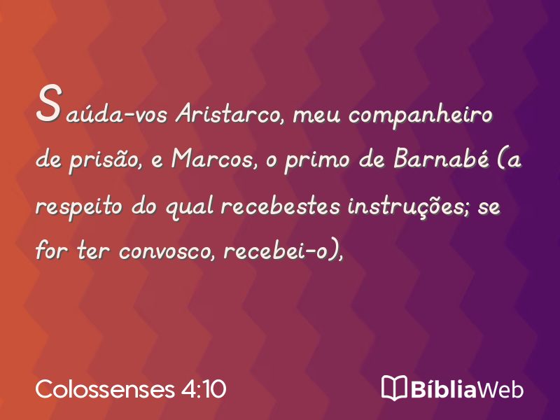 Colossenses 4:10 em imagem para compartilhar