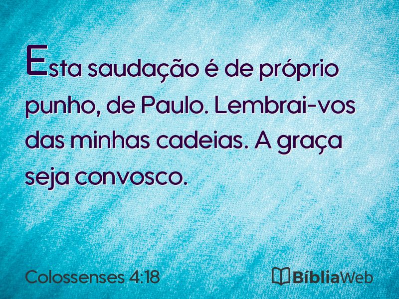 Colossenses 4:18 em imagem para compartilhar