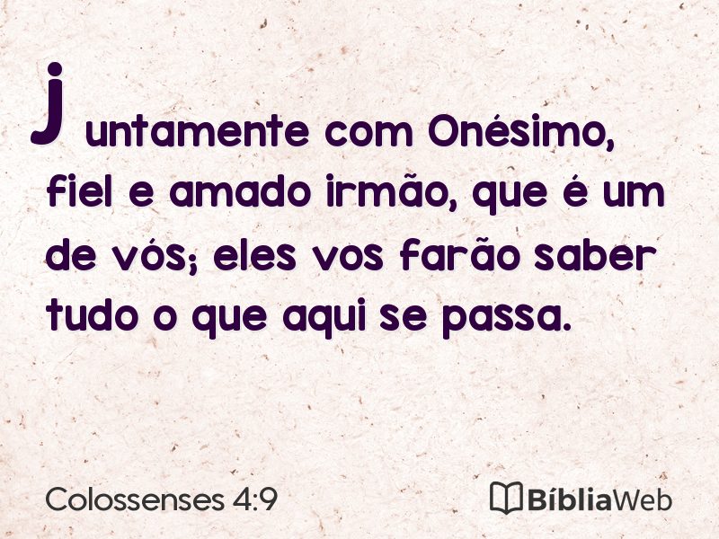 Colossenses 4:9 em imagem para compartilhar