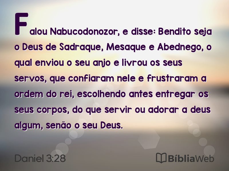 Daniel 3:28 em imagem para compartilhar