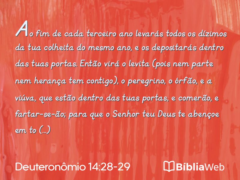 Deuteronômio 14:28-29 em imagem para compartilhar