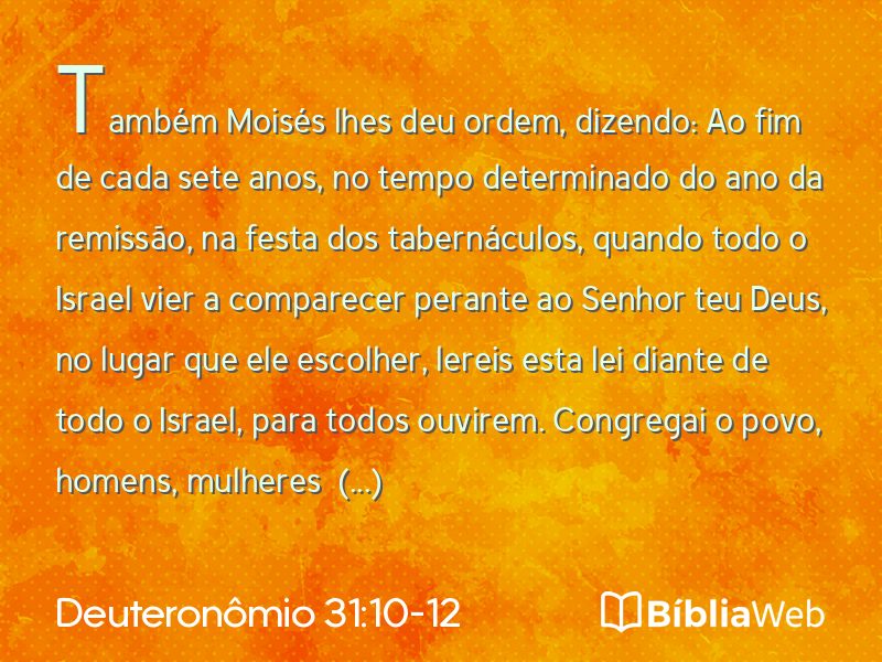 Deuteronômio 31:10-12 em imagem para compartilhar