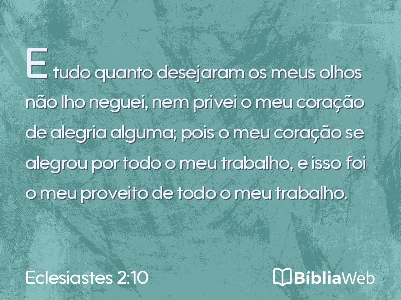 Eclesiastes 2:10 em imagem para compartilhar