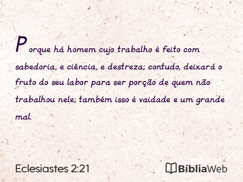 Eclesiastes 2:21 em imagem para compartilhar