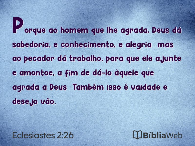 Eclesiastes 2:26 em imagem para compartilhar