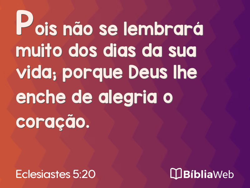 Eclesiastes 5:20 em imagem para compartilhar
