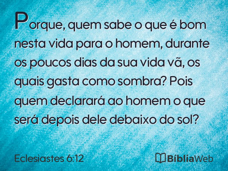 Eclesiastes 6:12 em imagem para compartilhar