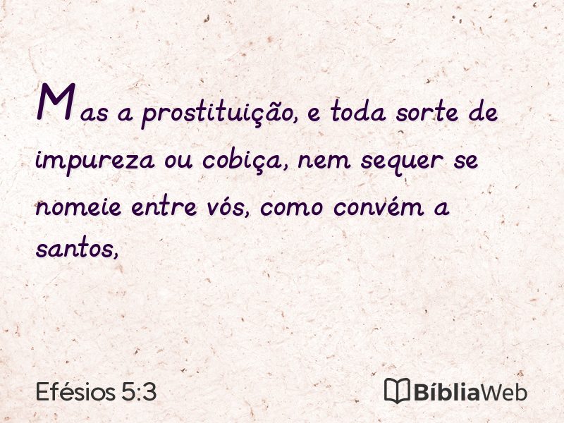 Efésios 5:3 em imagem para compartilhar