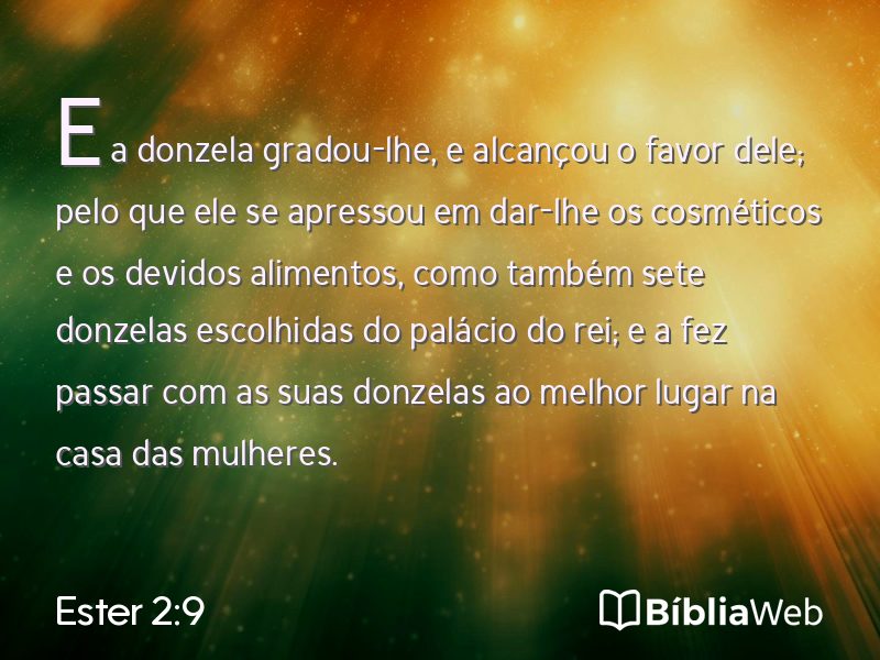 Ester 2:9 em imagem para compartilhar