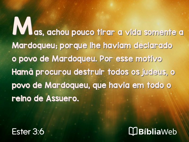 Ester 3:6 em imagem para compartilhar