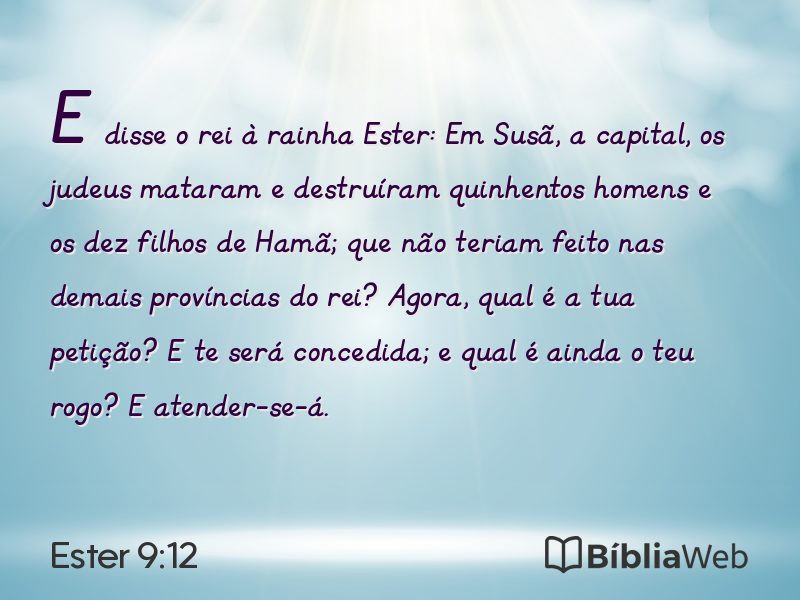 Ester 9:12 em imagem para compartilhar
